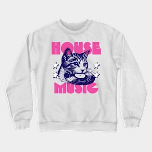 HOUSE MUSIC  - Cat Bite Vinyl (pink/navy) Crewneck Sweatshirt